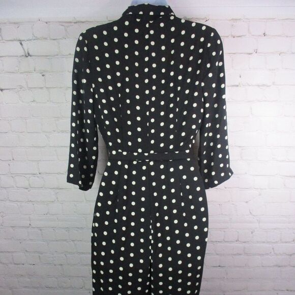 NWT Bershka Polka Dot Button Front Tie Retro Jump Suit - Picture 2 of 4